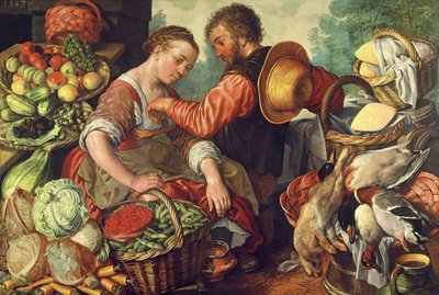 Vrouw die Groenten Verkoopt, 1567 door Joachim Beuckelaer